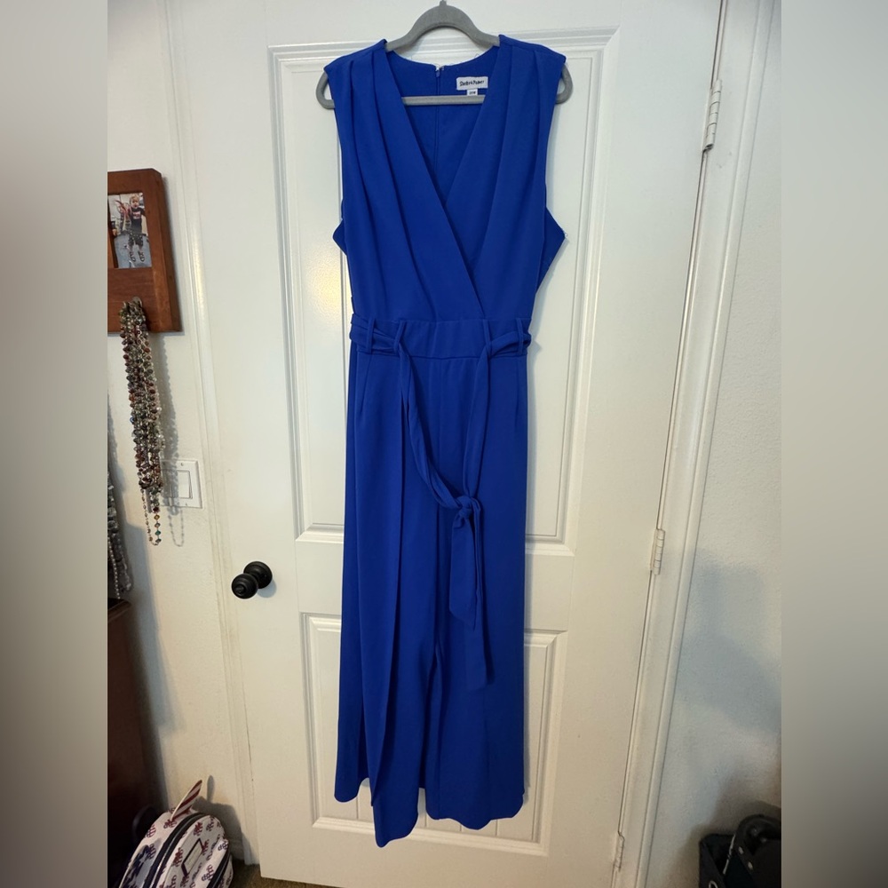 Elegant Blue Sleeveless pantsuit